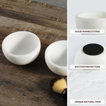Koville Natural Marble natural marble shaving bowl with brush in Namib Fantasy for bathroom vanity