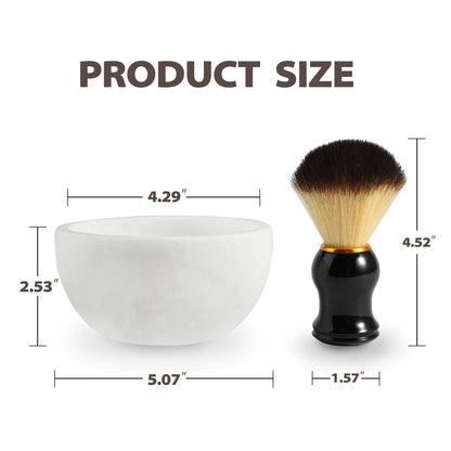 Koville Natural Marble natural marble shaving bowl with brush in Namib Fantasy for bathroom vanity