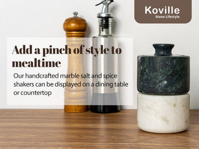 Koville marble spice cellar set in natural stone