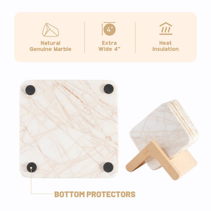 Koville Natural Stone Square Coaster Set for Table Protection in Golden Spider - material detail