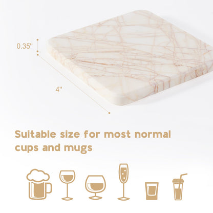 Koville Natural Stone Square Coaster Set for Table Protection in Golden Spider - stone surface detail