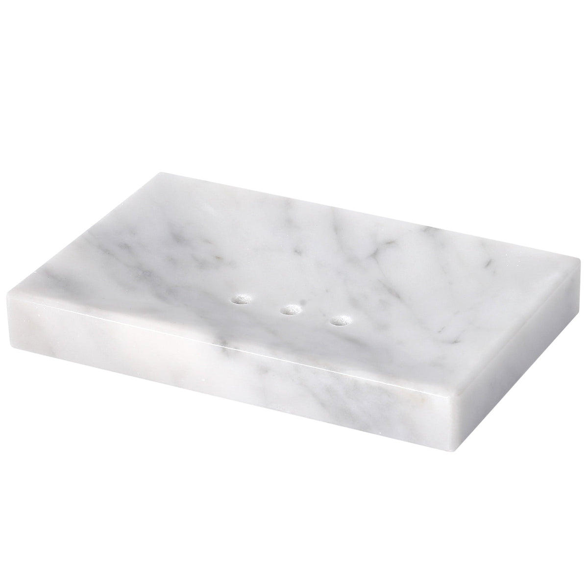 Koville Bianco Carrara marble square soap dish with beveled inset with a recessed soap bed and beveled marble edge for a bathroom vanity or shower ledge