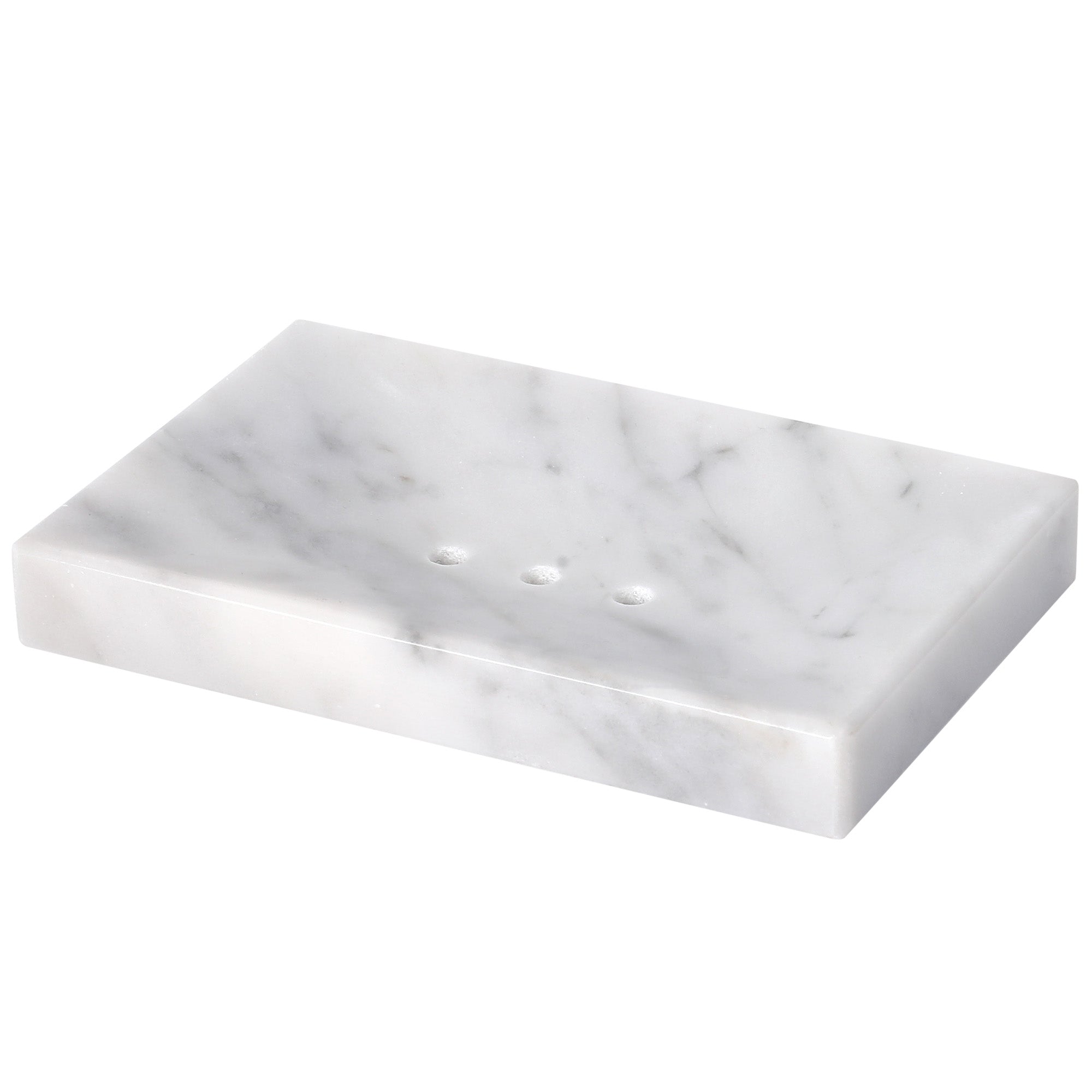 Koville Bianco Carrara marble square soap dish with beveled inset with a recessed soap bed and beveled marble edge for a bathroom vanity or shower ledge