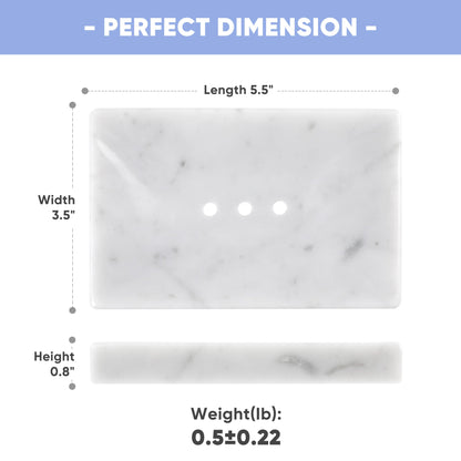 Koville Bianco Carrara marble square soap dish with beveled inset with a recessed soap bed and beveled marble edge for a bathroom vanity or shower ledge