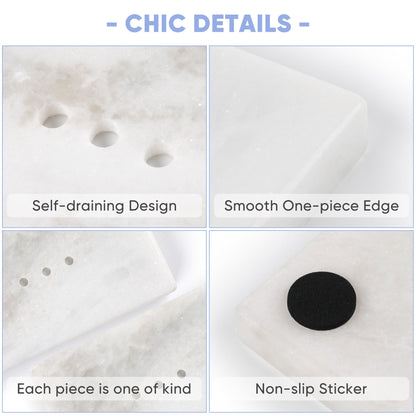 Koville Namib Fantasy marble square soap dish with beveled inset with a recessed soap bed and beveled marble edge for a bathroom vanity or shower ledge