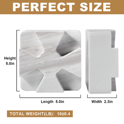Koville Natural Stone Square Bookend Set for Modern Shelves in Volakas - decorative form