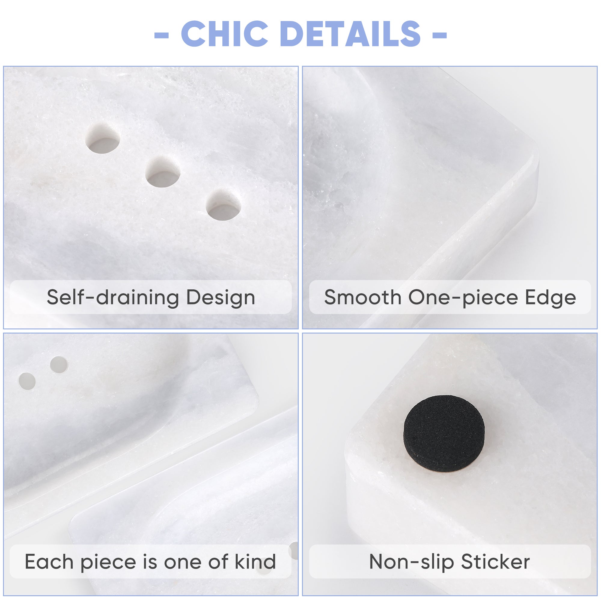 Koville Namib Fantasy marble square soap dish with oval inset with an oval recessed soap bed set into a square marble base for a bathroom vanity or shower ledge