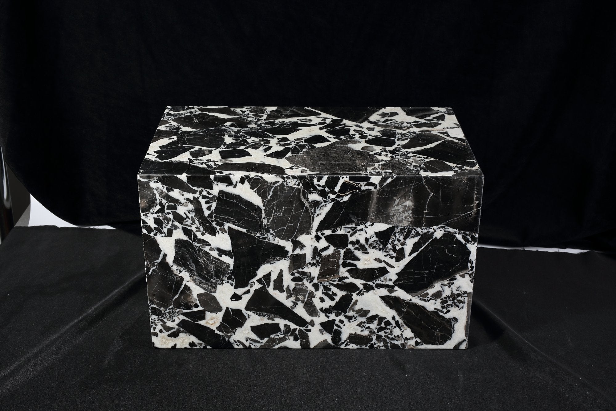 Koville Square Splicing Natural Stone Side Table in Frost Noir