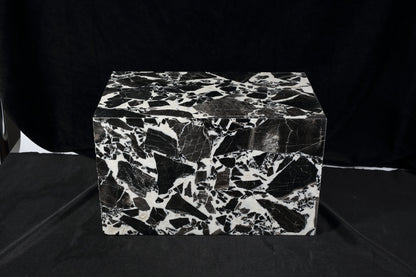 Koville Square Splicing Natural Stone Side Table in Frost Noir