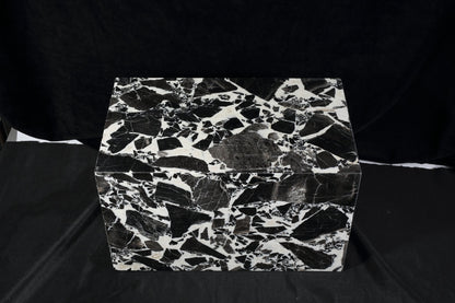 Koville Square Splicing Natural Stone Side Table in Frost Noir