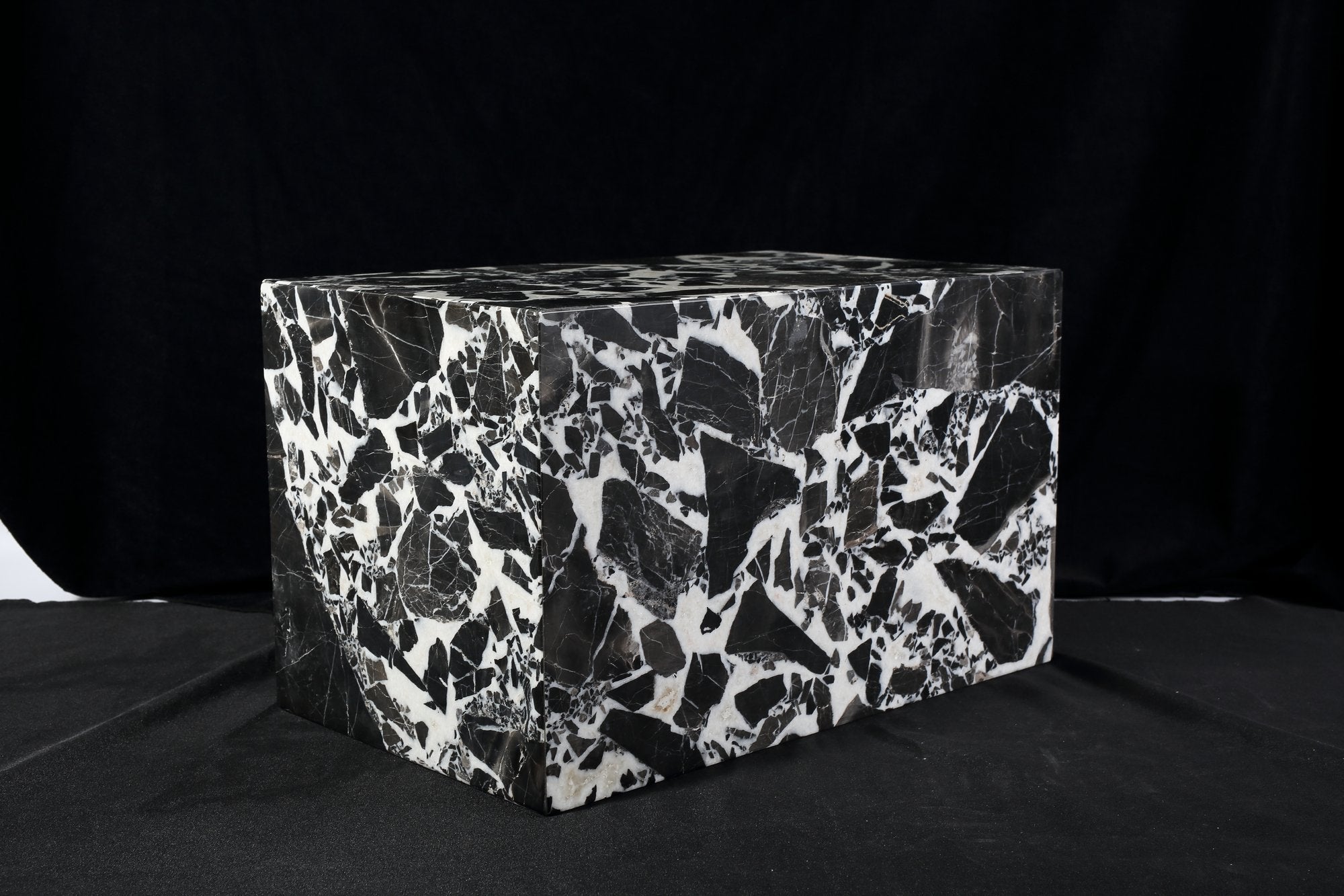 Koville Square Splicing Natural Stone Side Table in Frost Noir