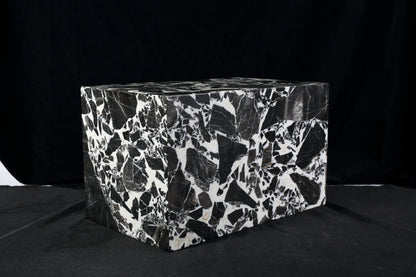 Koville Square Splicing Natural Stone Side Table in Frost Noir