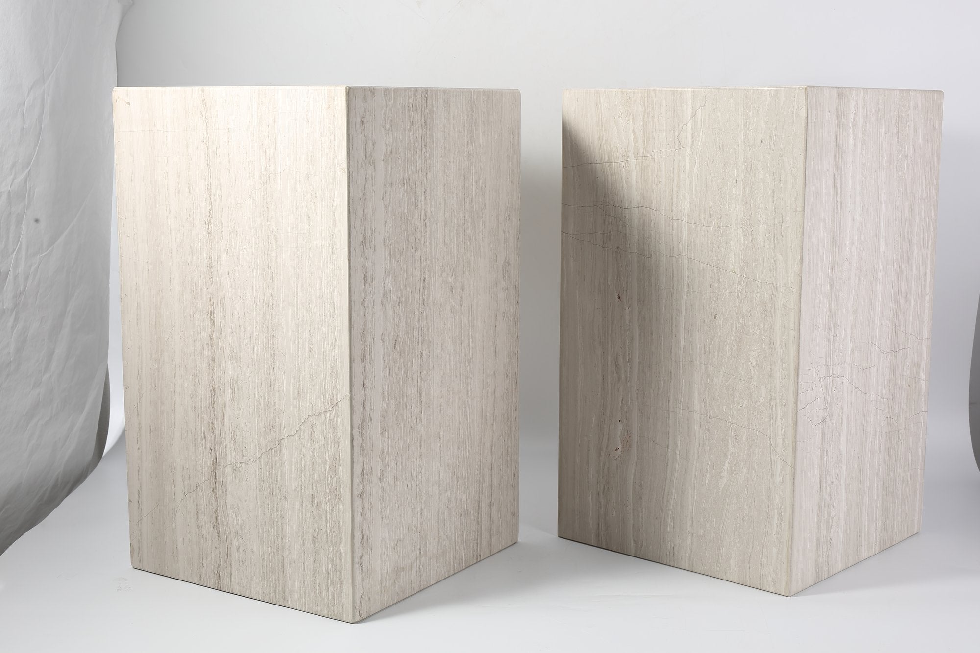 Koville Square Splicing Natural Stone Side Table in White Wooden