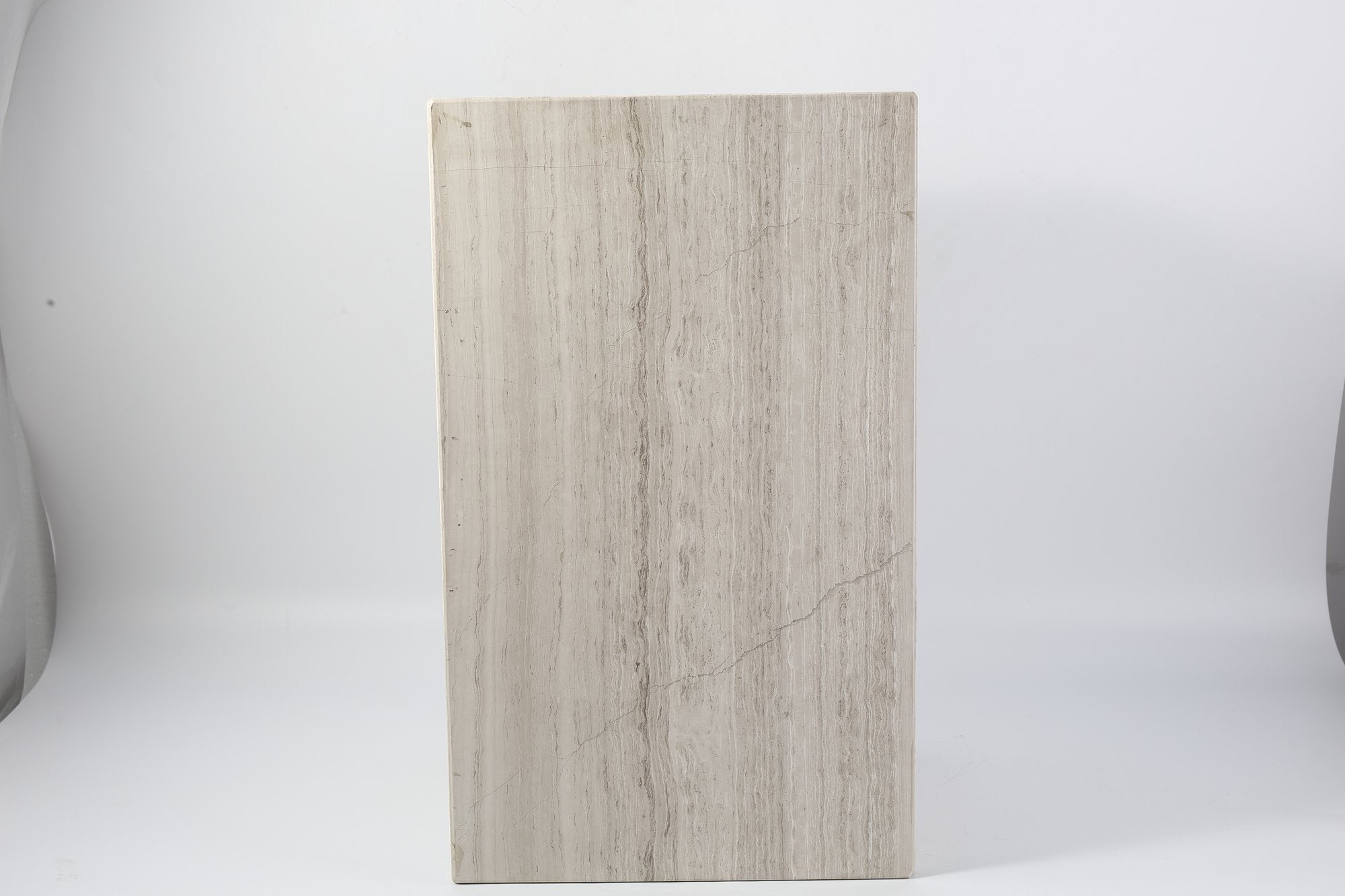 Koville Square Splicing Natural Stone Side Table in White Wooden