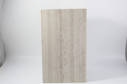 Koville Square Splicing Natural Stone Side Table in White Wooden