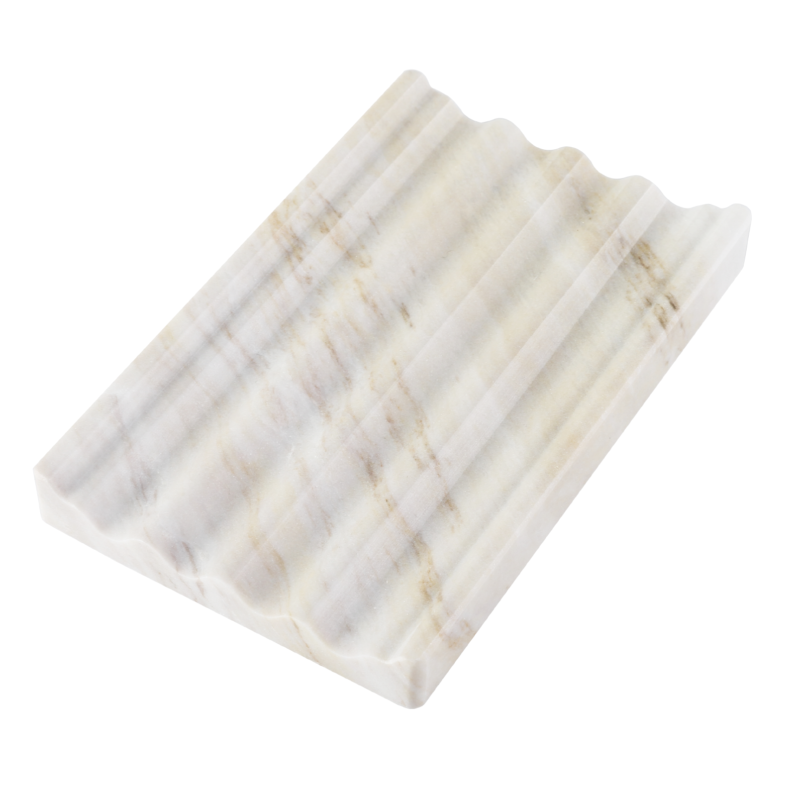 Koville Natural Marble square wavy soap dish in Agiax with sculpted wave surface