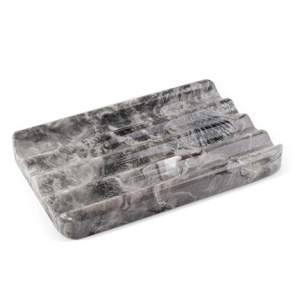 Koville Natural Marble square wavy soap dish in Arabescato Orobico(Brown） with sculpted wave surface