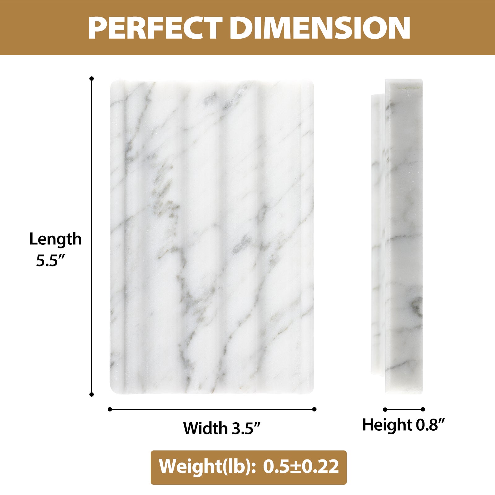 Koville Natural Marble square wavy soap dish in Bianco Carrara with sculpted wave surface