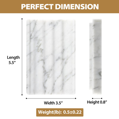 Koville Natural Marble square wavy soap dish in Bianco Carrara with sculpted wave surface