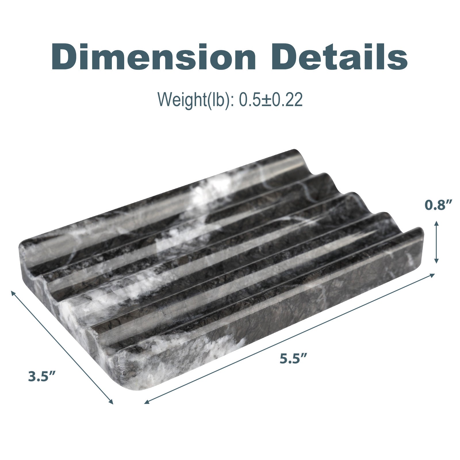 Koville Natural Marble square wavy soap dish in Grigio Carnico with sculpted wave surface