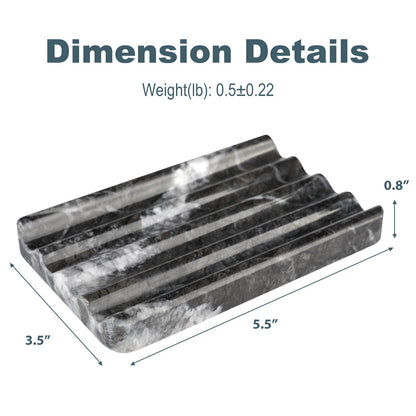 Koville Natural Marble square wavy soap dish in Grigio Carnico with sculpted wave surface