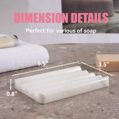 Koville Natural Marble square wavy soap dish in Namib Fantasy with sculpted wave surface