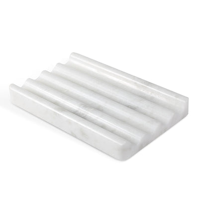 Koville Natural Marble square wavy soap dish in Namib Fantasy with sculpted wave surface