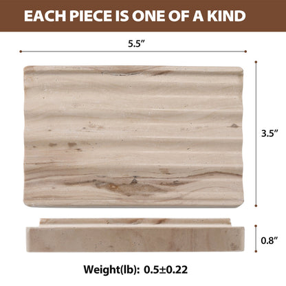 Koville Natural Marble square wavy soap dish in Phalodi with sculpted wave surface