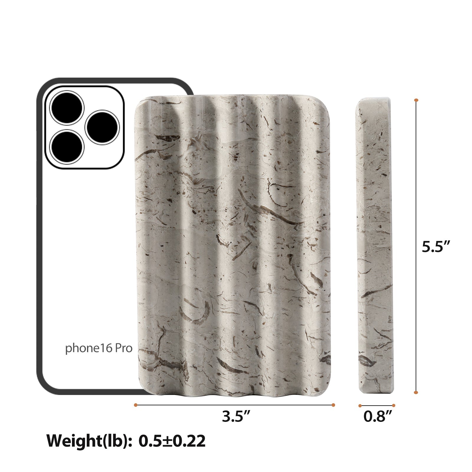 Koville Natural Marble square wavy soap dish in Repen with sculpted wave surface