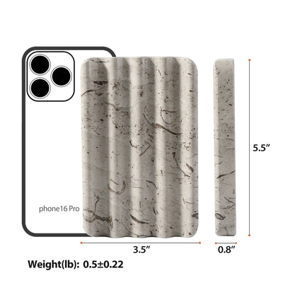 Koville Natural Marble square wavy soap dish in Repen with sculpted wave surface