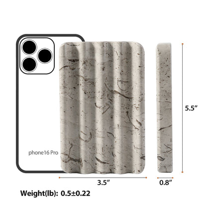 Koville Natural Marble square wavy soap dish in Repen with sculpted wave surface