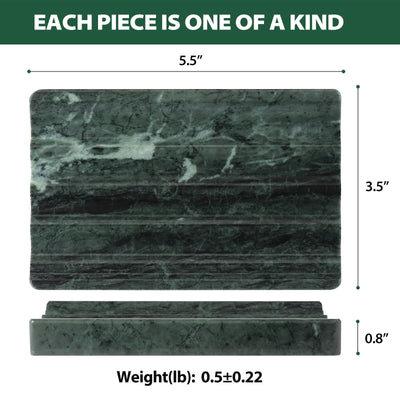 Koville Natural Marble square wavy soap dish in Verde Alpi with sculpted wave surface