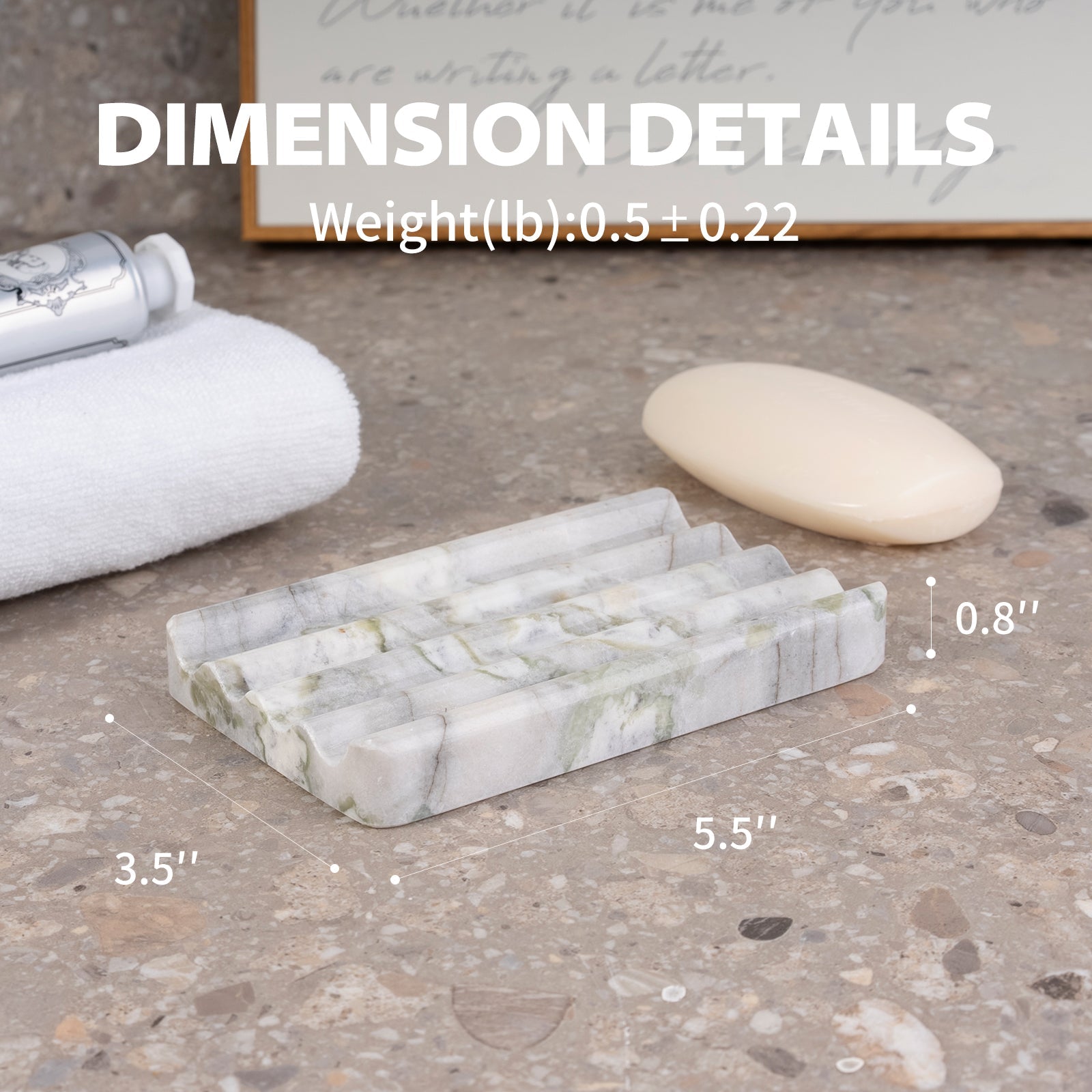 Koville Natural Marble square wavy soap dish set of two in Bianco Palomino with sculpted wave surface