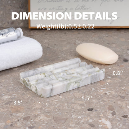 Koville Natural Marble square wavy soap dish set of two in Bianco Palomino with sculpted wave surface