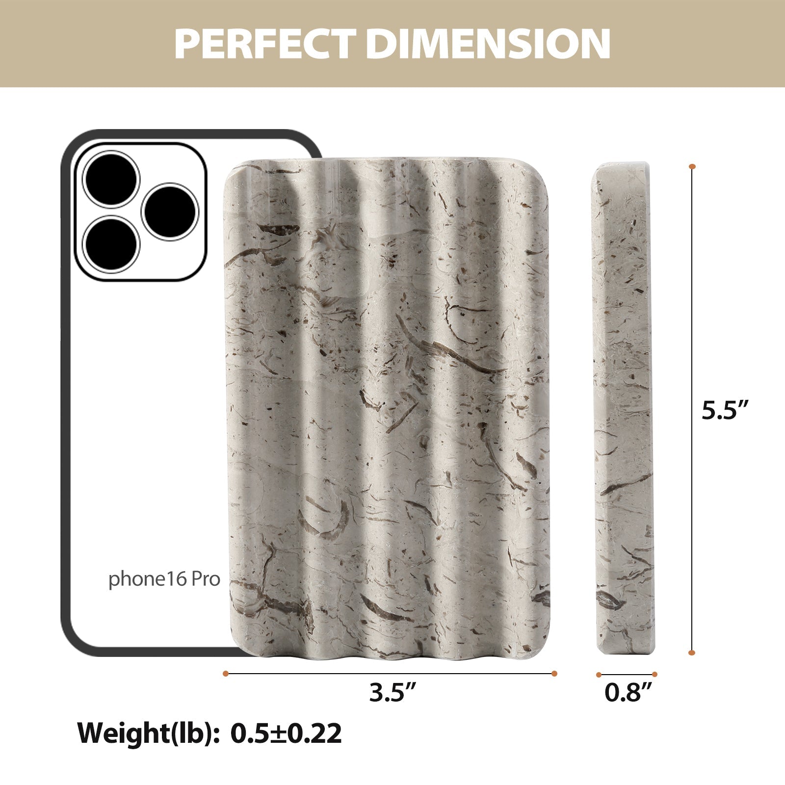 Koville Natural Marble square wavy soap dish set of two in Repen with sculpted wave surface