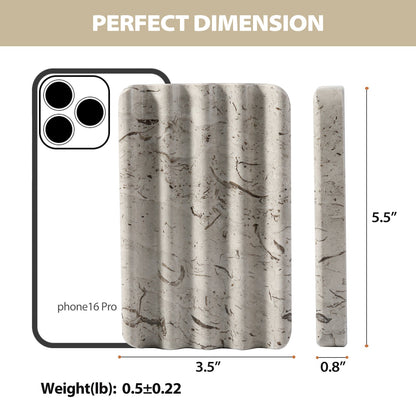 Koville Natural Marble square wavy soap dish set of two in Repen with sculpted wave surface