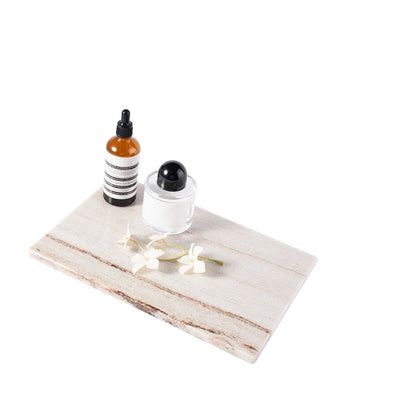 Koville Natural Stone Storage Tray in Crystal White Wooden, 300 x 200 x 10 mm, product view