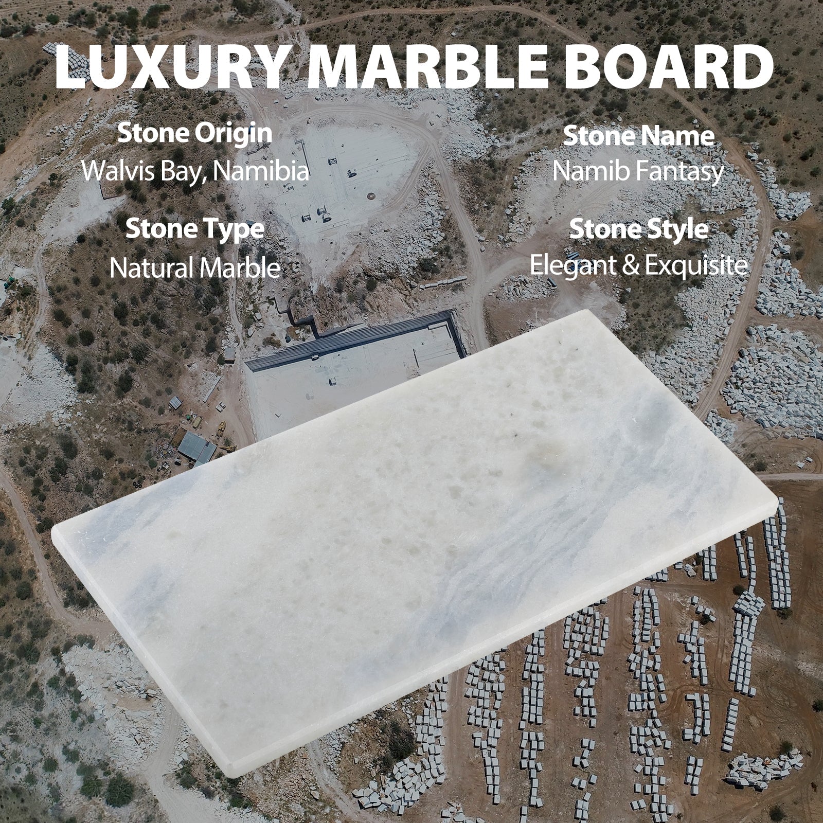 Koville Natural Stone Runway Tray for Everyday Styling - 305 x 152 in natural stone, product view 4