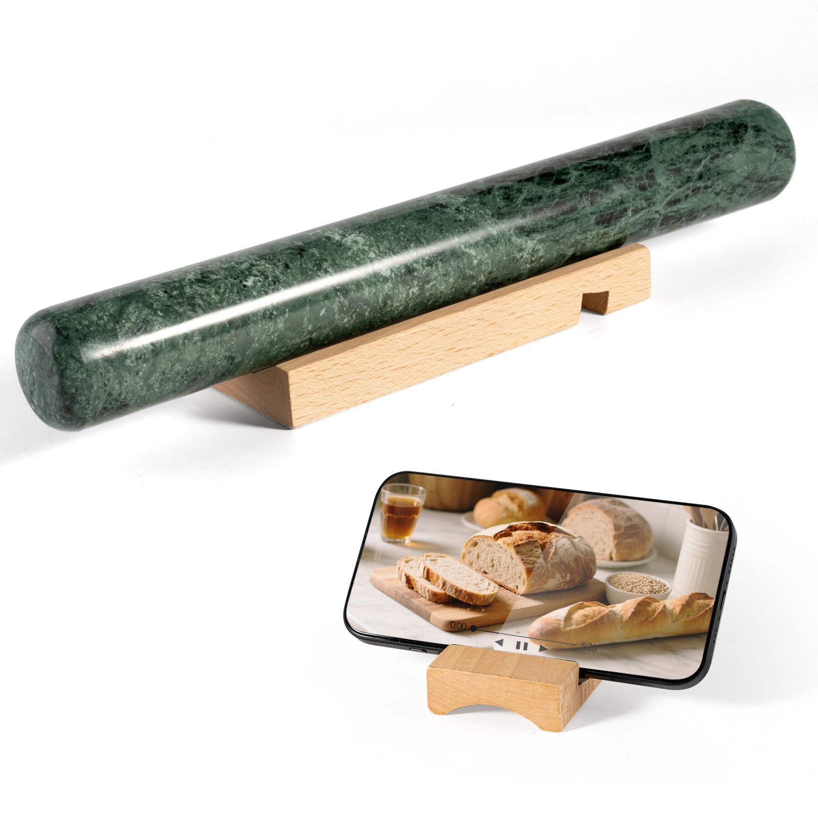 Koville marble french rolling pin in natural stone