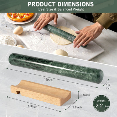 Koville marble french rolling pin in natural stone