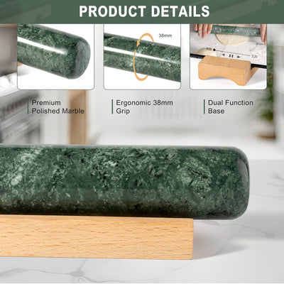 Koville marble french rolling pin in natural stone