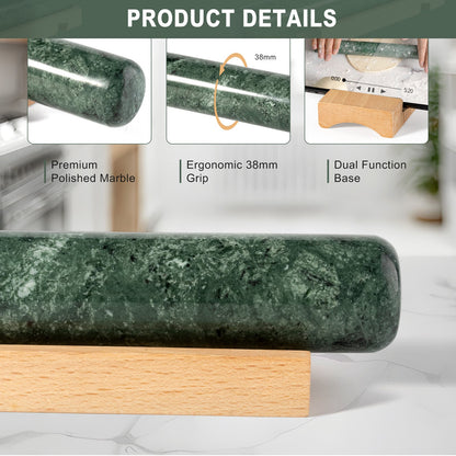Koville marble french rolling pin in natural stone