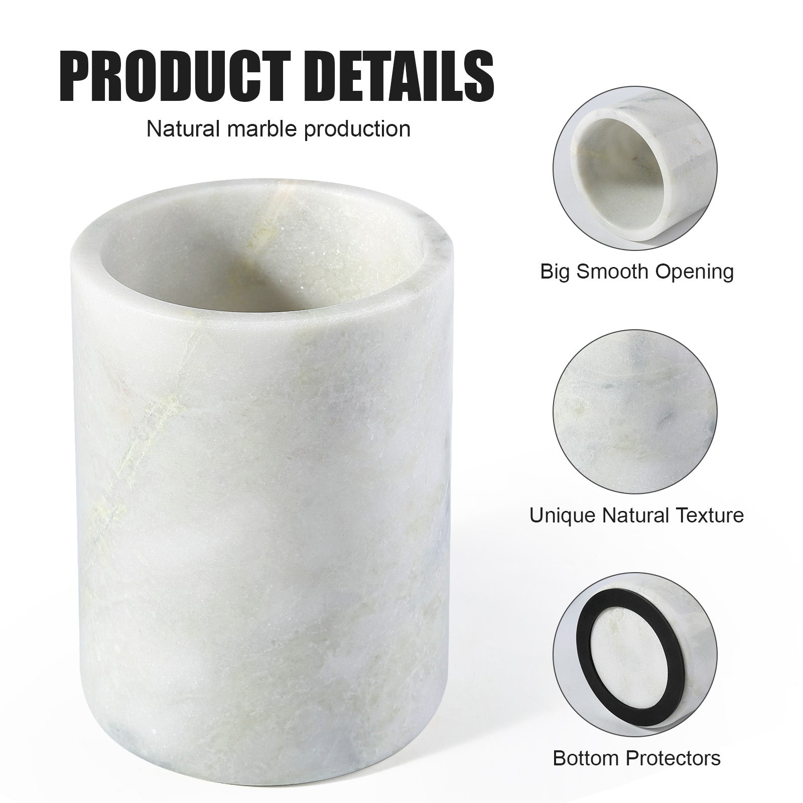 Koville Natural Stone Straight Wine Cooler in Bianco Palomino on a dining table with a wine bottle