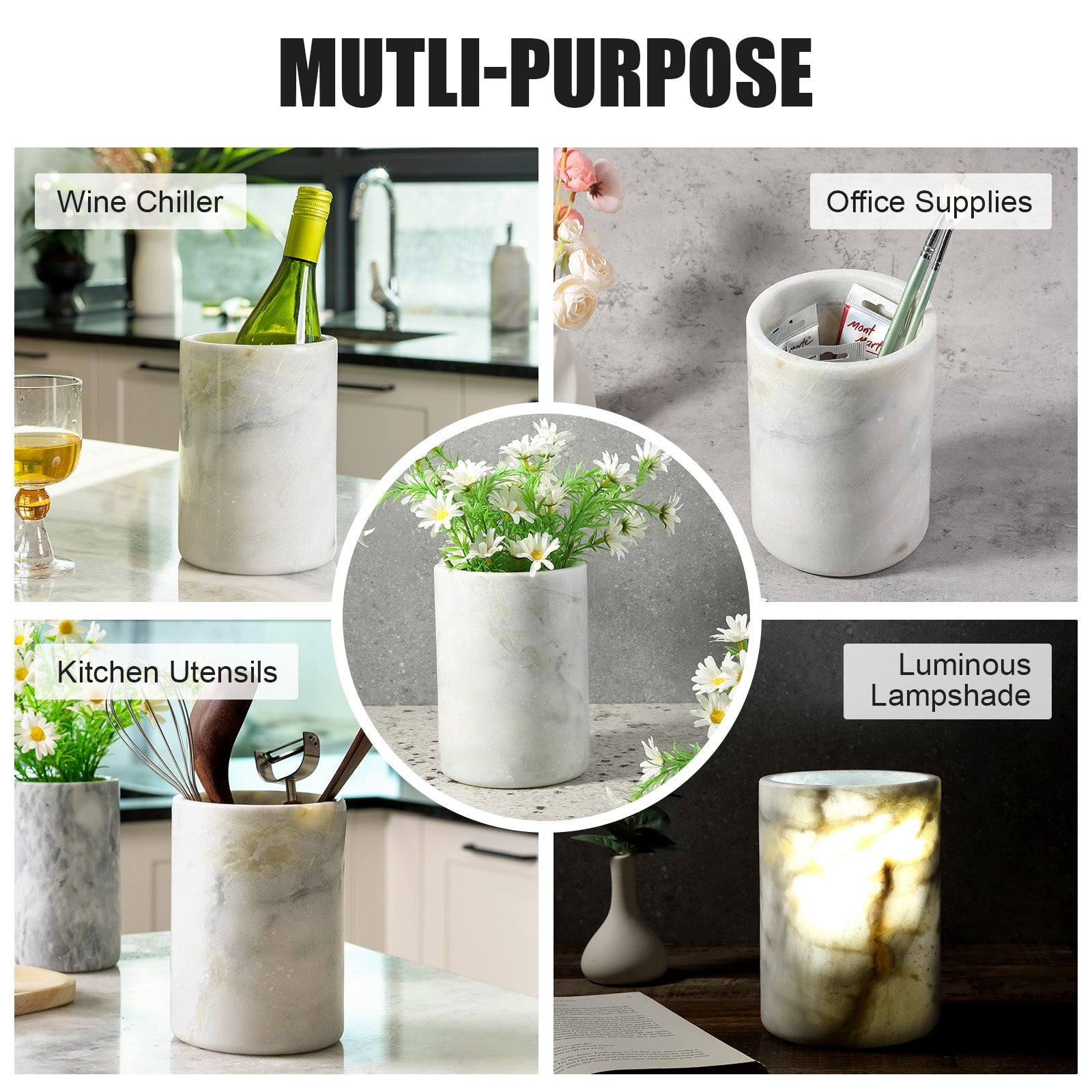 Koville Natural Stone Straight Wine Cooler in Bianco Palomino
