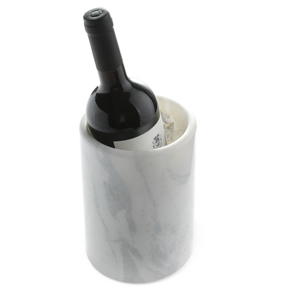 Koville Natural Stone Straight Wine Cooler in Namib Fantasy on a dining table with a wine bottle