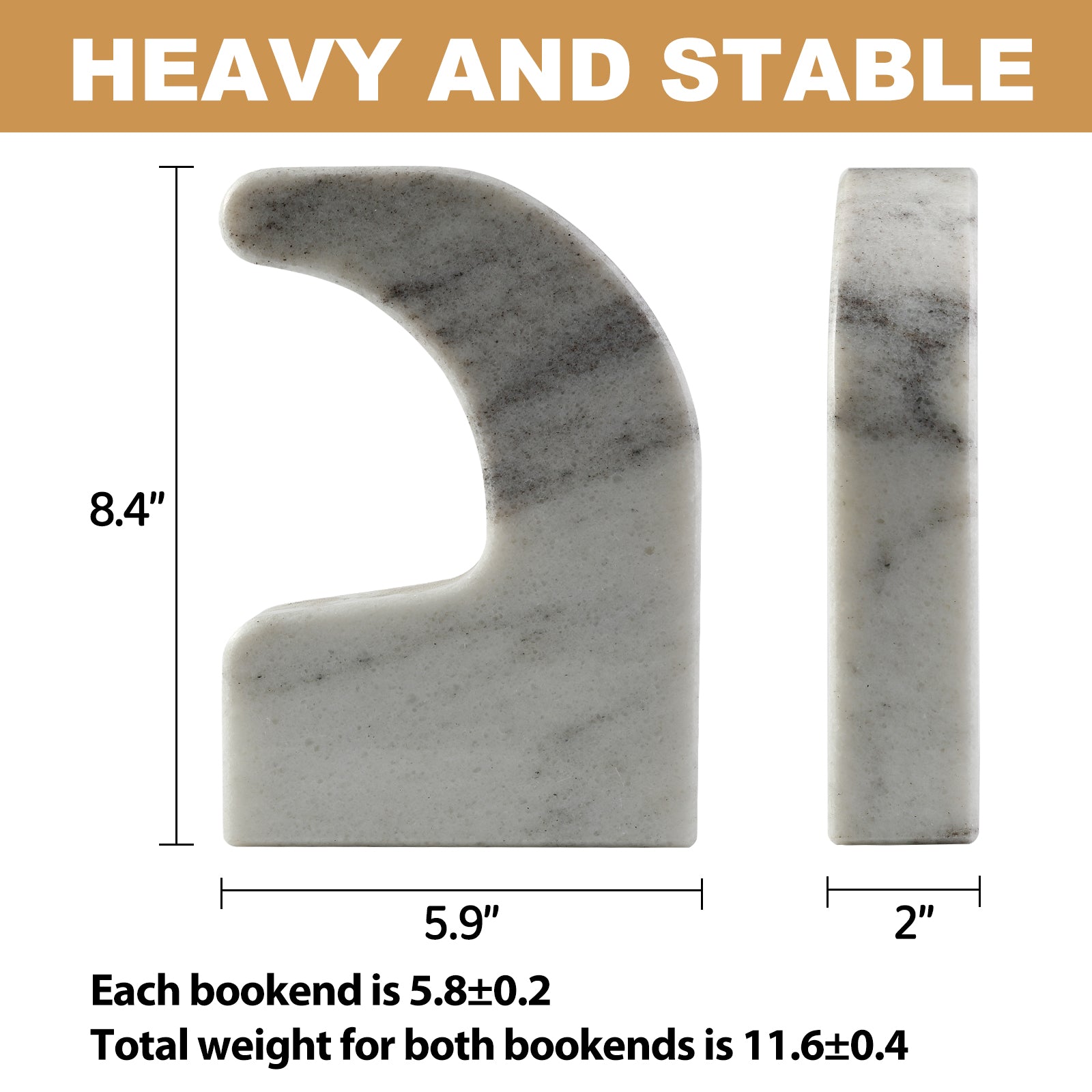 Koville Natural Marble Swan Bookend Set for Shelf Decor in Mist White - material detail