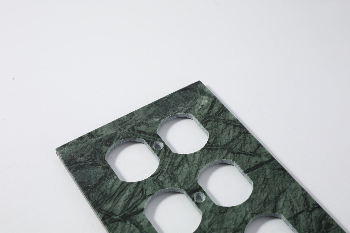 Koville Marble Three-Outlet + Toggle Wall Plate for Interior Walls, 8.1 × 4.5 in – Indian Green, view 3