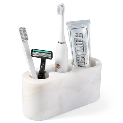 Koville Natural Marble natural stone toothbrush holder in Karibib Ice for bathroom vanity