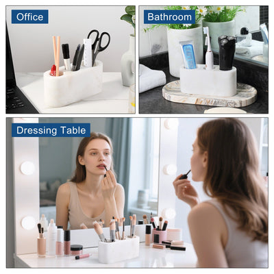 Koville Natural Marble natural stone toothbrush holder in Karibib Ice for bathroom vanity
