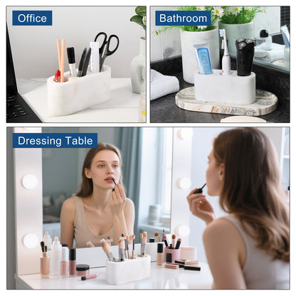 Koville Natural Marble natural stone toothbrush holder in Karibib Ice for bathroom vanity